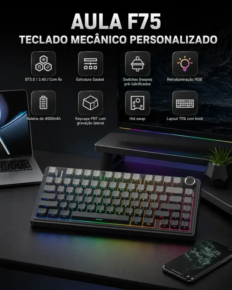 Teclado Mecânico AULA F75 esse e BOM D+